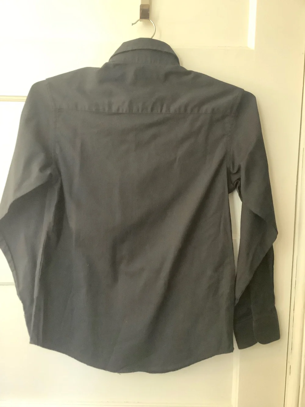 Ralph Lauren Chaps Boys Black on Black pinstripe button down shirt Sz 10-12